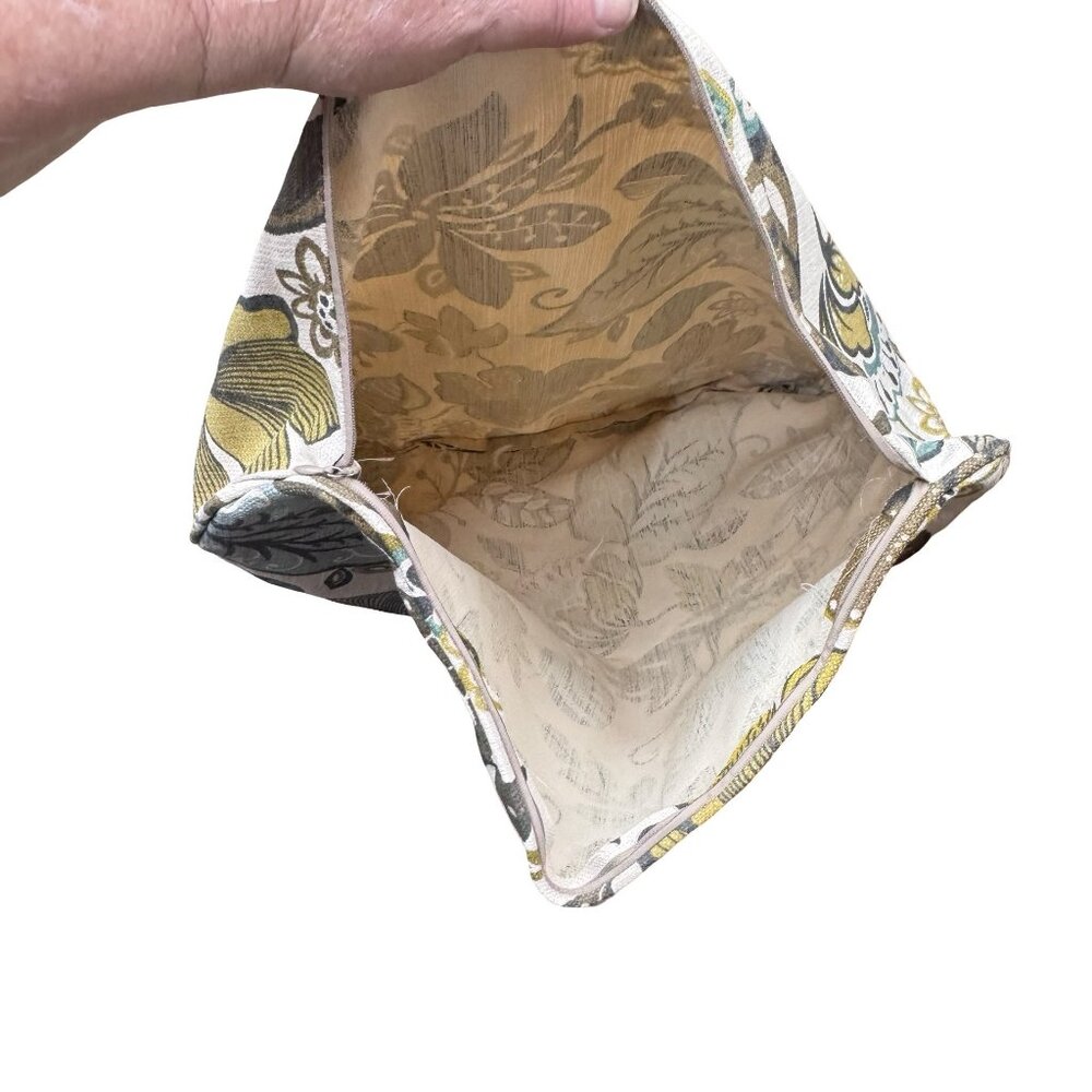 Set Of 2 Floral Square Cotton Chair Pads Cushion Cover Green & Blue Paisley 19" - Picture 4 of 5